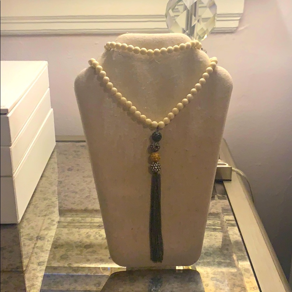 Stella & Dot bead necklace long w/ sparkle beads